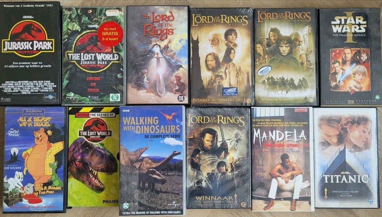 Nieuwe VHS videobanden: Lord of the Rings, Jurassic Park, Ti, Cd's en Dvd's, VHS | Film, Nederlands ondertiteld, Gebruikt, Overige genres