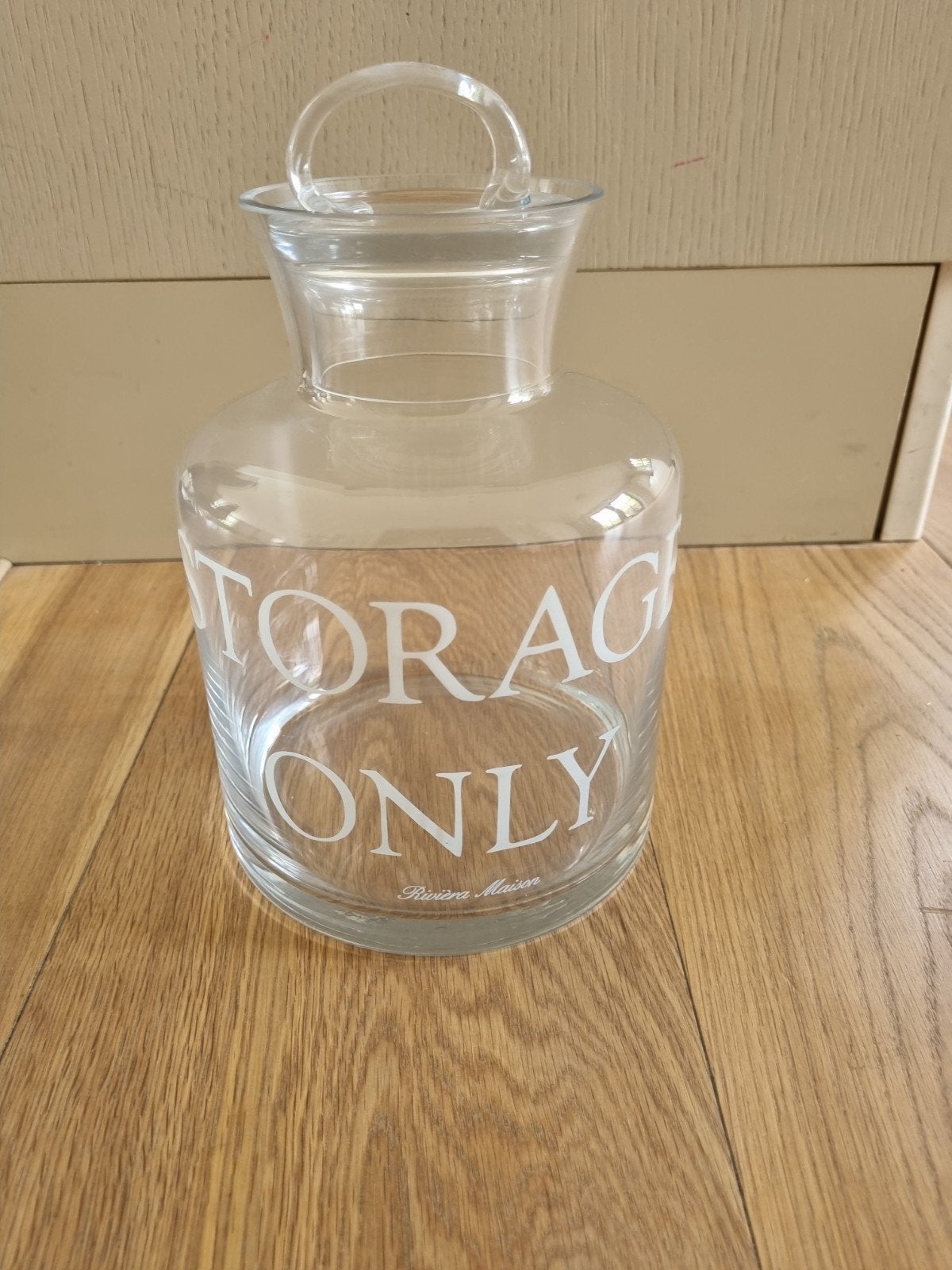 glazen voorraad pot Riviera Maison, Glas, Ophalen, Zo goed als nieuw, Met deksel