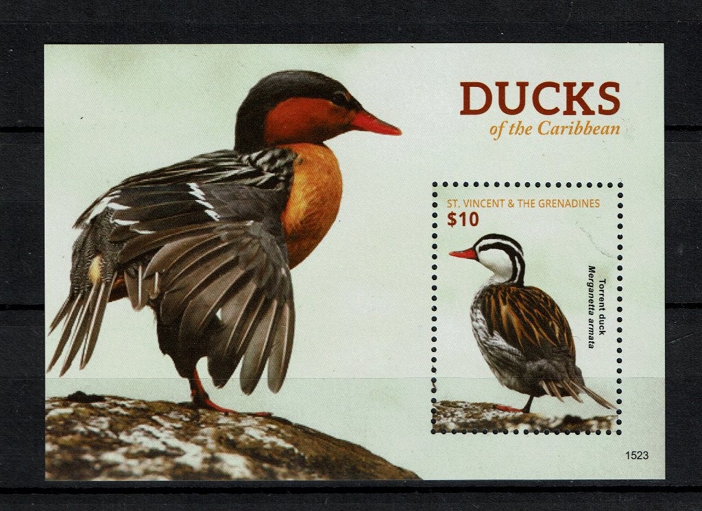 ST VINCENT 2015 PF BLOK EENDEN VOGELS BIRDS DUCKS 4, Ophalen of Verzenden, Postfris, Dier of Natuur