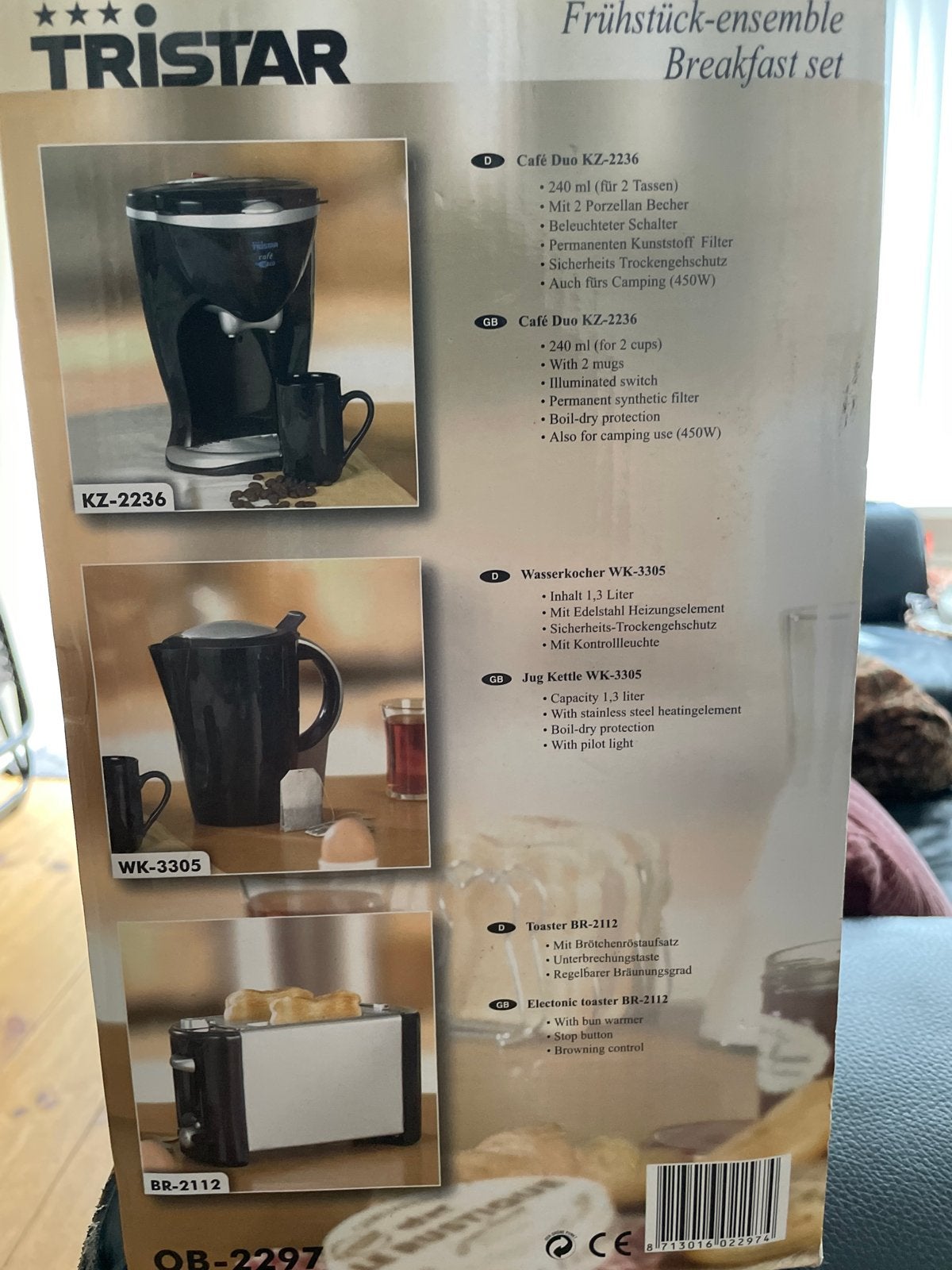 Tristar Ontbijt Set - Koffiezetapparaat, Waterkoker, Broodro, Ophalen, Nieuw