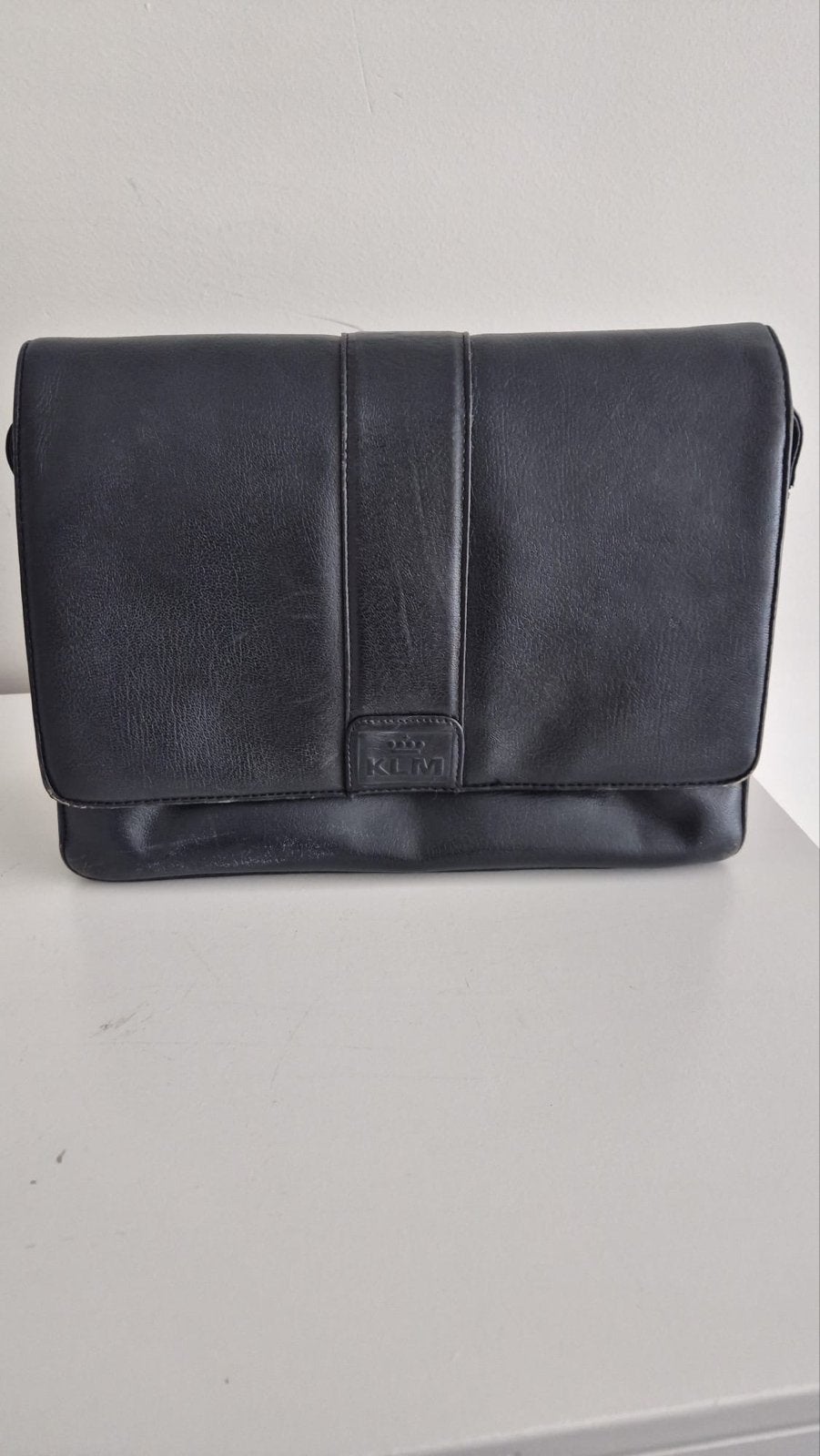 Vintage KLM tas - Zwart leer, Overige merken, Gebruikt, Zwart, Ophalen of Verzenden