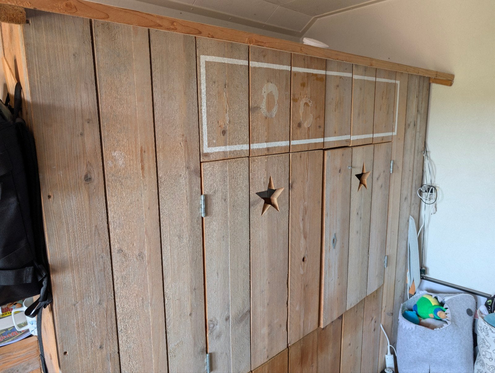Steigerhouten bed en kledingkast set, Ophalen, Gebruikt, Bruin, 210 cm