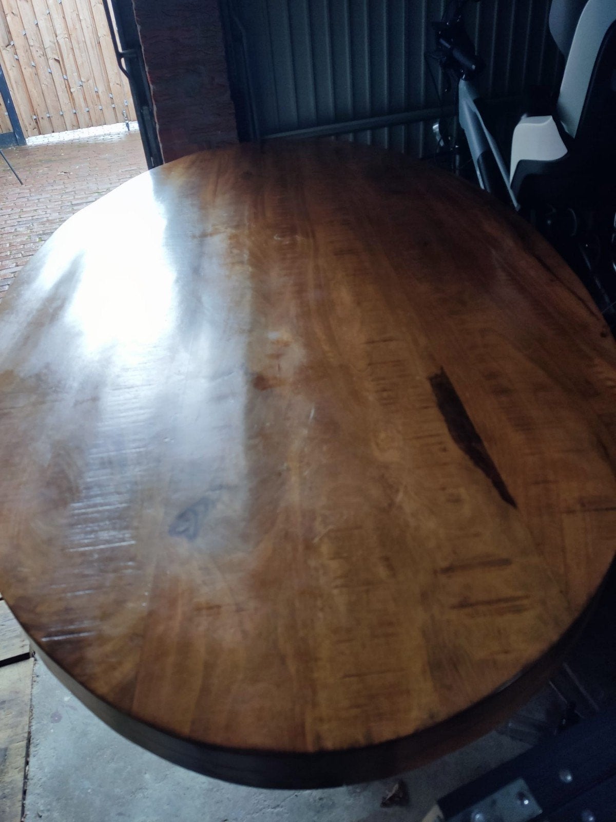 Ovale eettafel mango hout., Ophalen, Ovaal, 200 cm of meer, 100 tot 150 cm