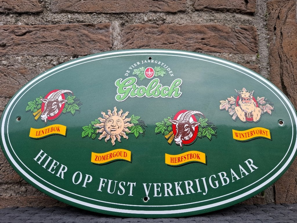 Emaillebord Grolsch bier, Verzamelen, Biermerken, Ophalen of Verzenden, Nieuw, Reclamebord, Plaat of Schild, Grolsch