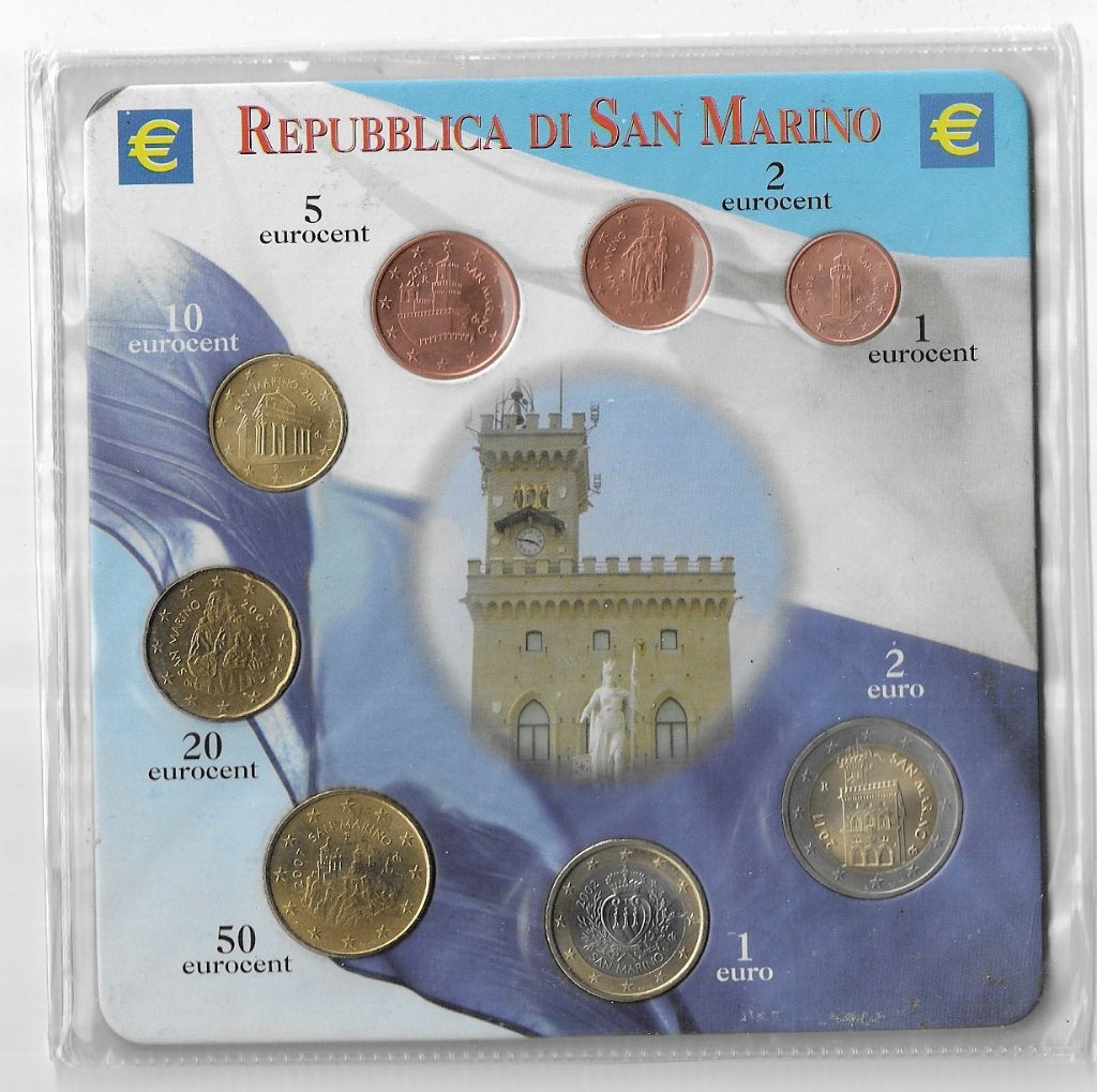 San Marino complete euromuntset mixjaren unc, Ophalen of Verzenden, San Marino, Overige waardes, Setje