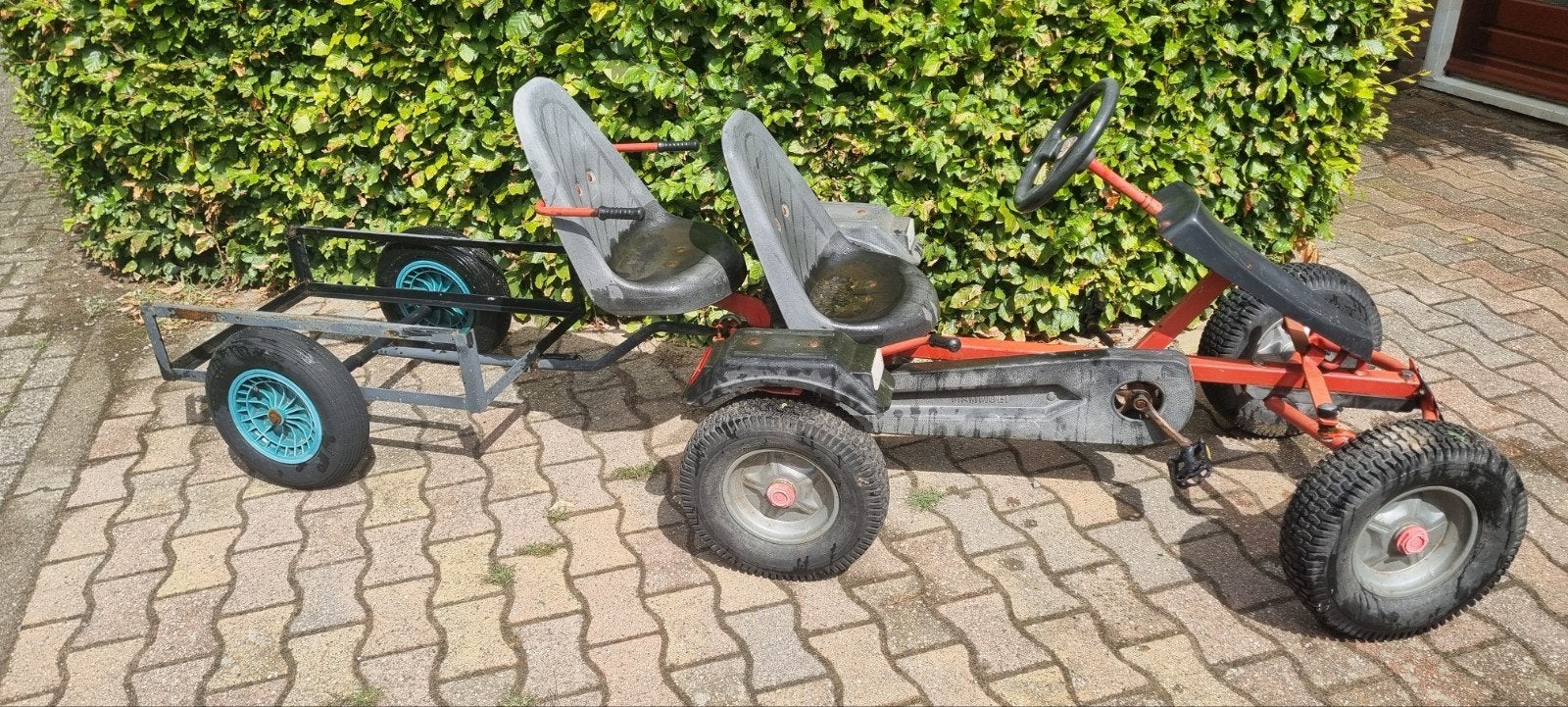 Mammoet skelter met duozit en aanhanger, Kinderen en Baby's, Speelgoed | Buiten | Skelters, Ophalen, Gebruikt, Mammoet, Duozit