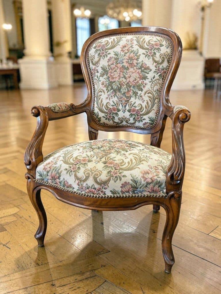 vintage gebloemde barok fauteuil / zetel / stoel, Ophalen