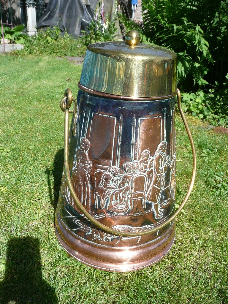 Rood koperen kolenkit / kolen emmer, Antiek en Kunst, Ophalen, Koper