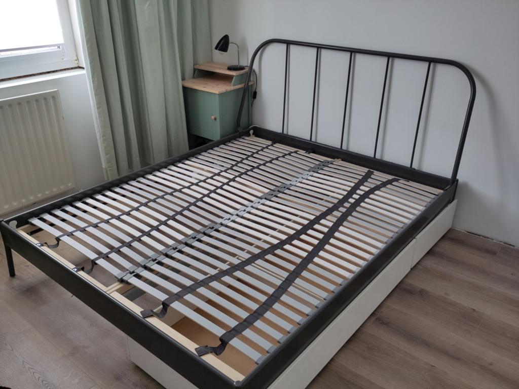 Ikea bed 160x200, Ophalen, Gebruikt, Zwart, Tweepersoons