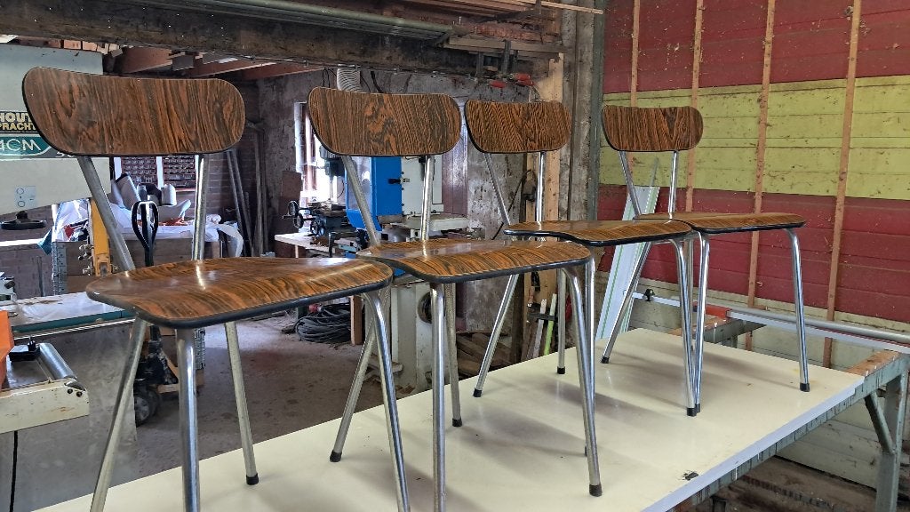 Formica stoelen, Ophalen, Gebruikt, Metaal, Vier