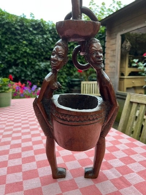 Houten Luba Mboko, Hout, Bruin, Handgemaakt, Afrika