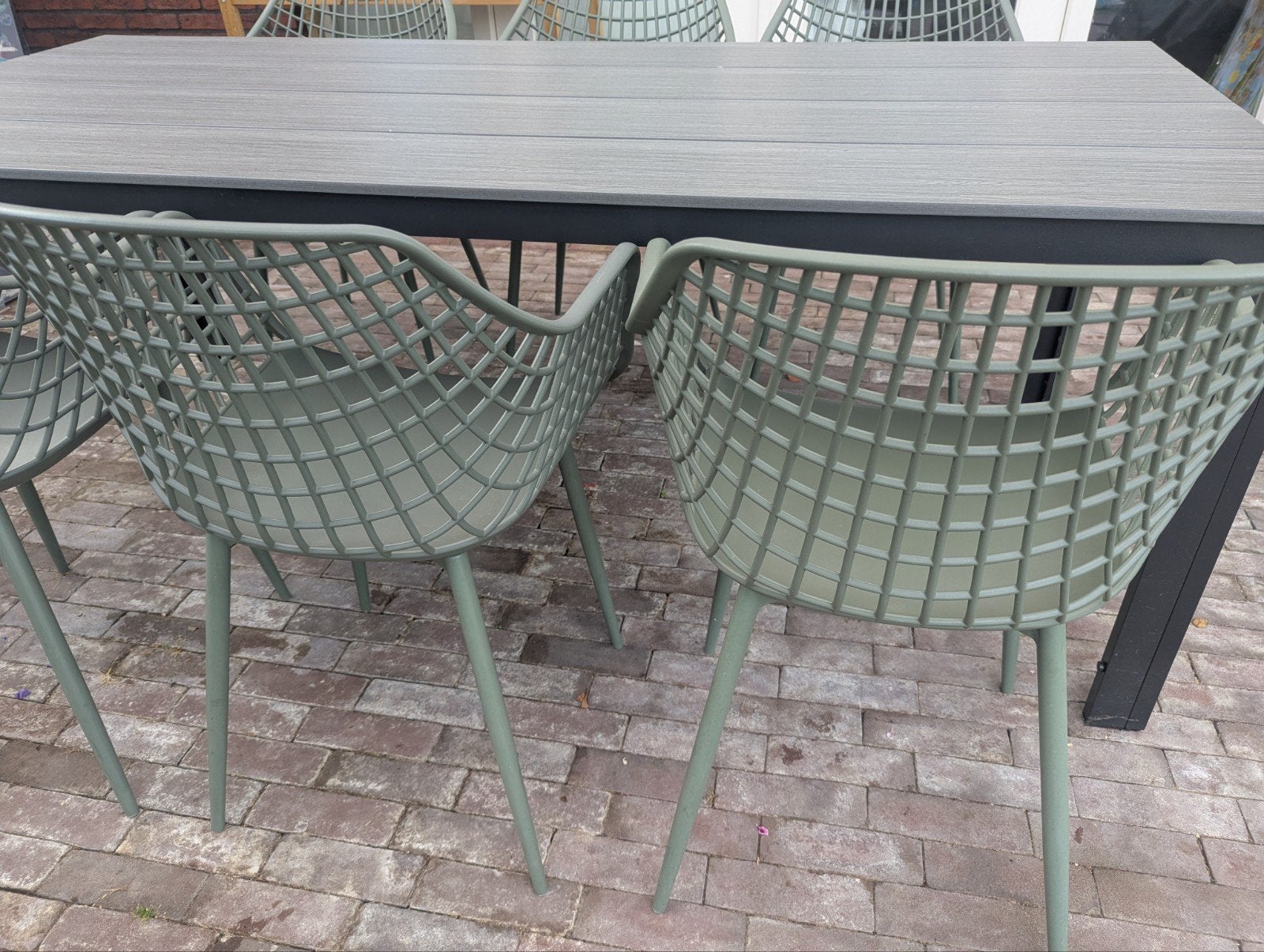 Tuinstoelen groen, 6 stuks, zgan, zie foto s!, Tuin en Terras, Tuinstoelen, Ophalen, Zo goed als nieuw, Kunststof
