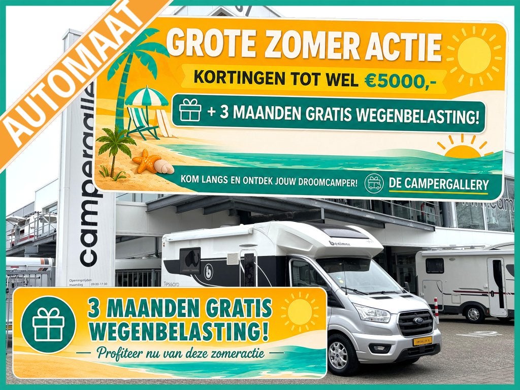 Benimar Tessoro 495 Northautokapp AUTOMAAT QUEENSBED+HEFBED, Caravans en Kamperen, Campers, Automaat, Ford, 6 tot 7 meter, Bedrijf