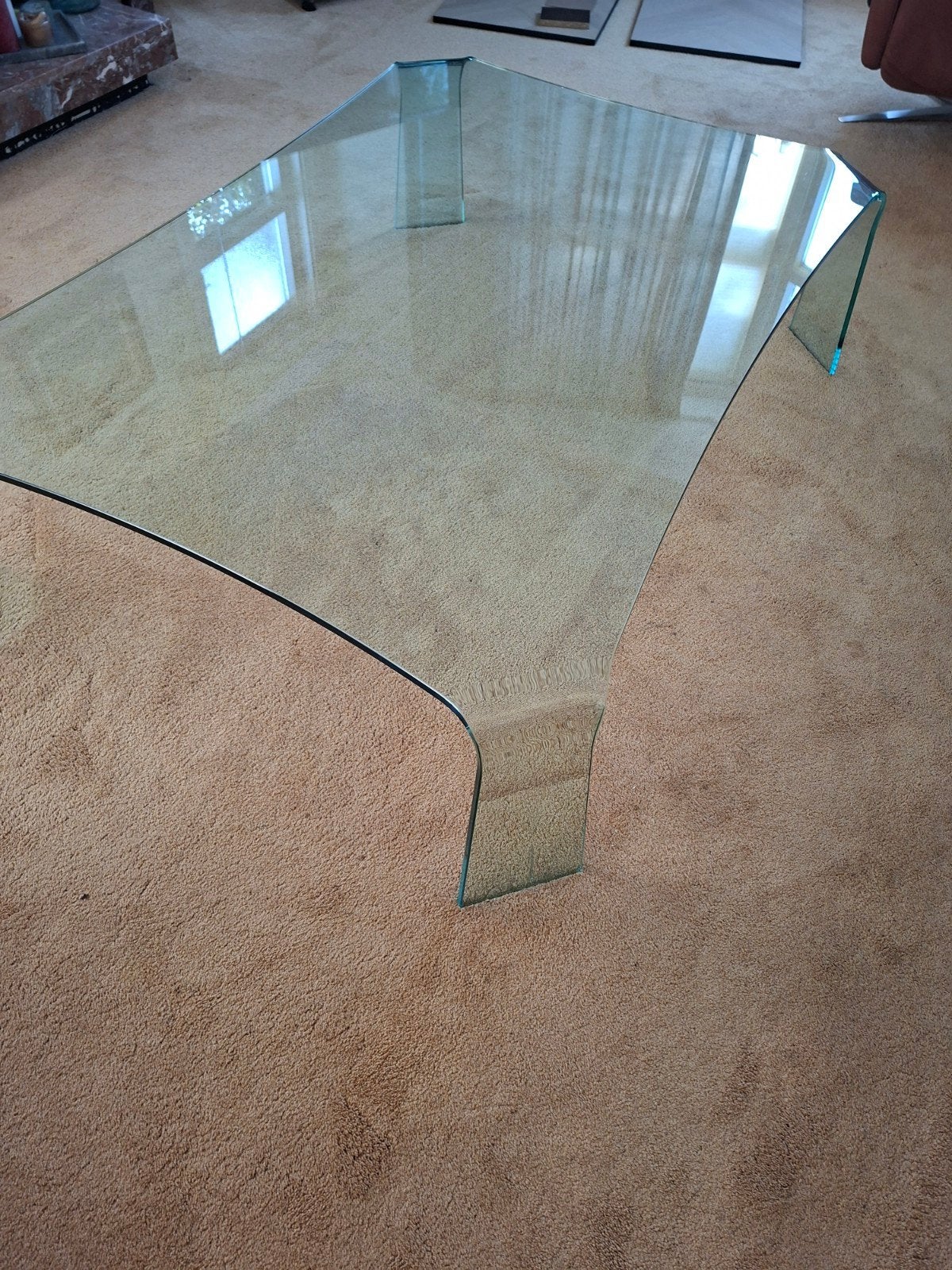 Glazen salontafel van Natuzzi 130x90x35, Ophalen, Gebruikt, 100 tot 150 cm, 50 tot 100 cm