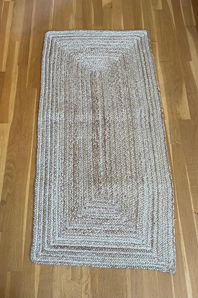 Jute vloerkleed 70x140cm rechthoekig, Ophalen, Gebruikt, 100 tot 150 cm, Bruin