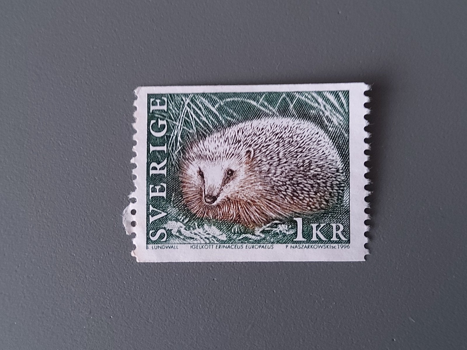 Zweden postzegel egel 1 KR 1996, Postzegels en Munten, Ophalen of Verzenden, Gestempeld