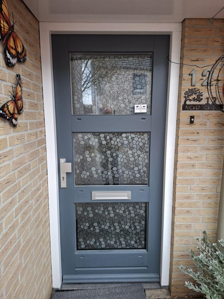 Hardhouten voordeur 212x93cm met blank HR++ glas, Gebruikt, 80 tot 100 cm, 215 cm of meer, Ophalen of Verzenden