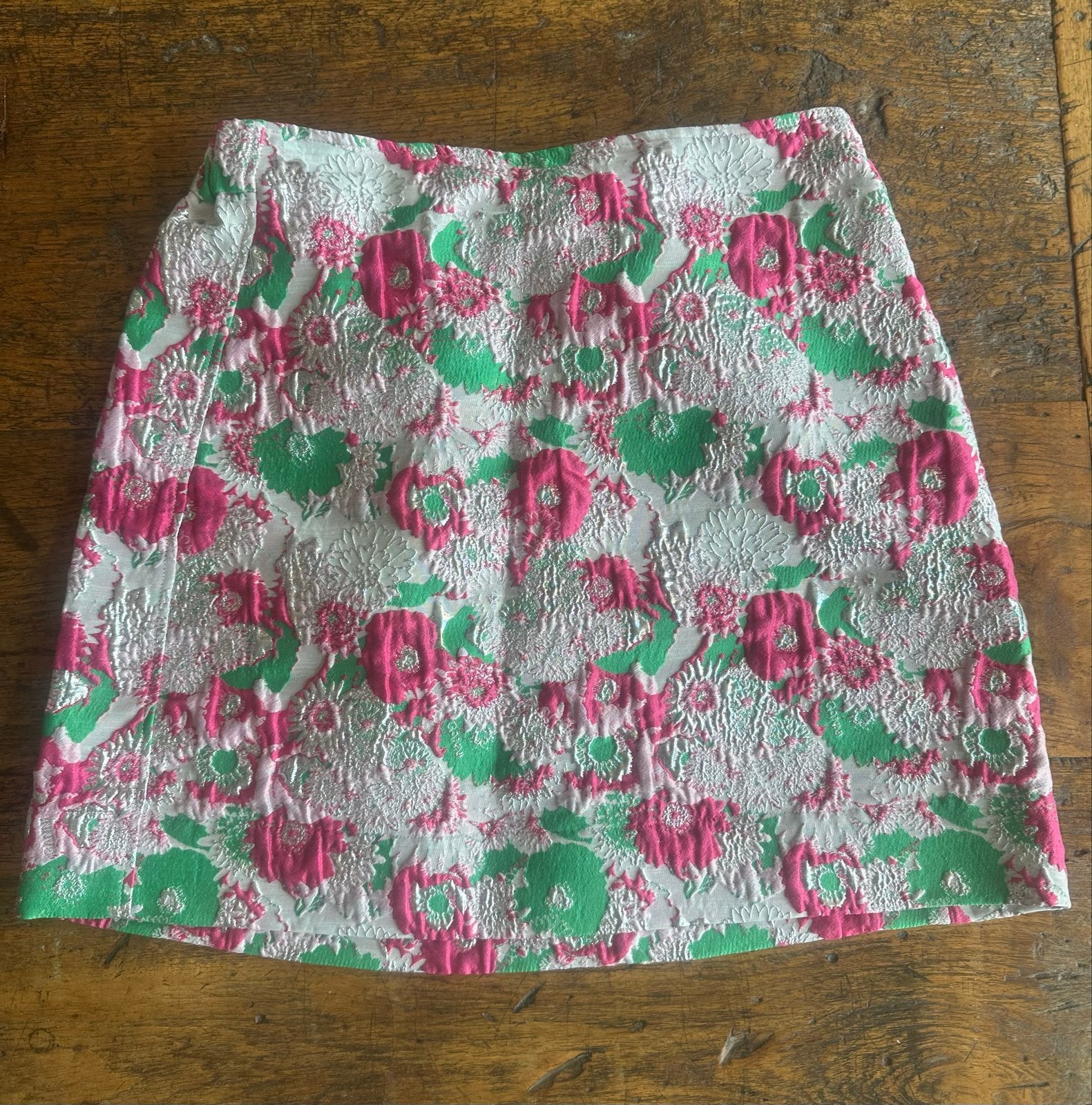 Ganni bloemen jacquard mini-rok maat 40, Maat 38/40 (M), Ophalen of Verzenden, Zo goed als nieuw, Roze