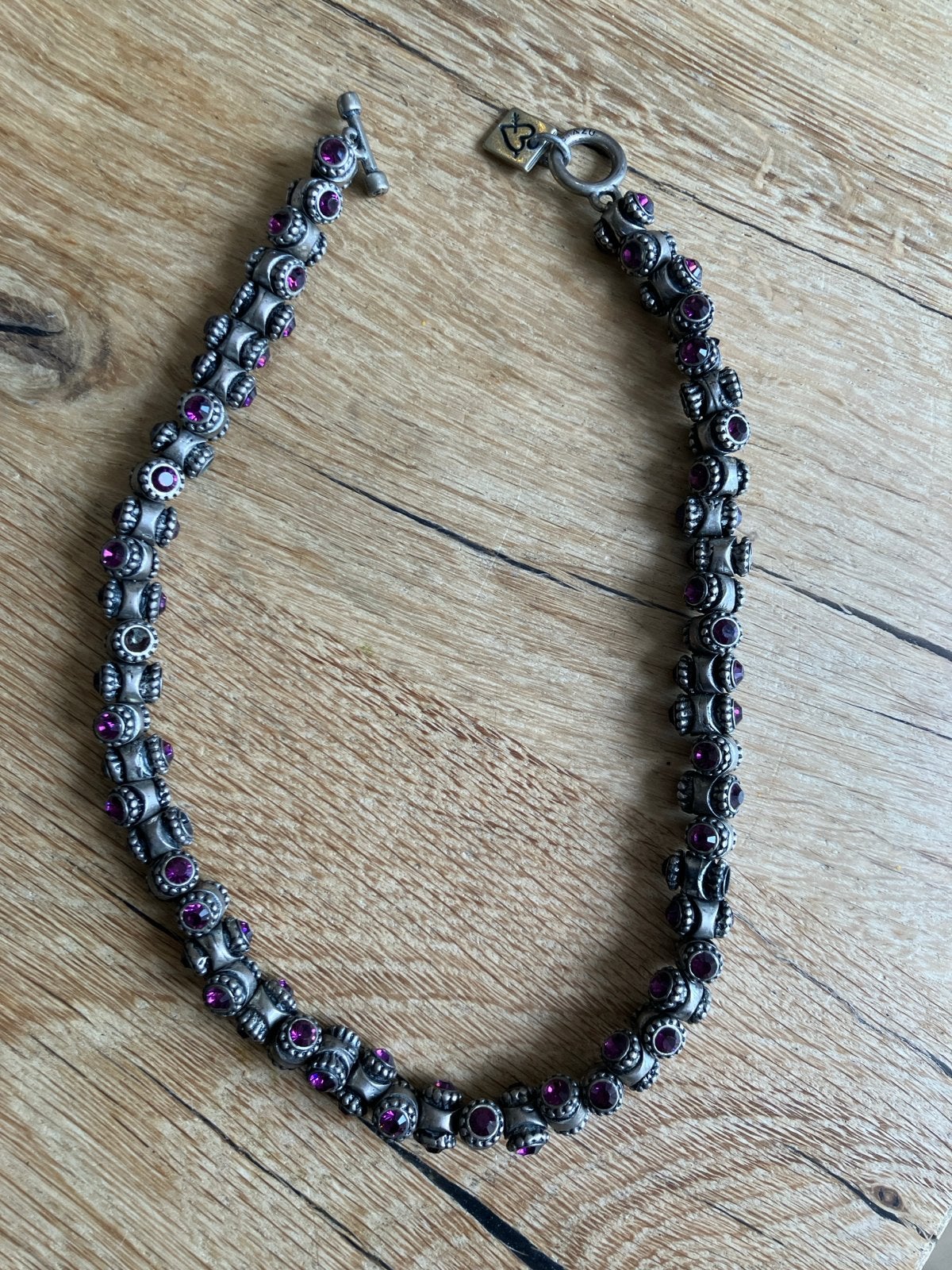Otazu ketting met paarse kristallen, Met kristal, Overige materialen, Gebruikt, Paars