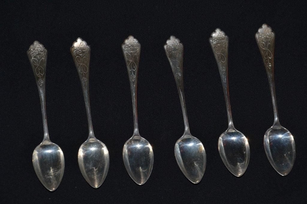 6 echt zilveren biedermeier lepeltjes, 11cm., Ophalen of Verzenden, Zilver