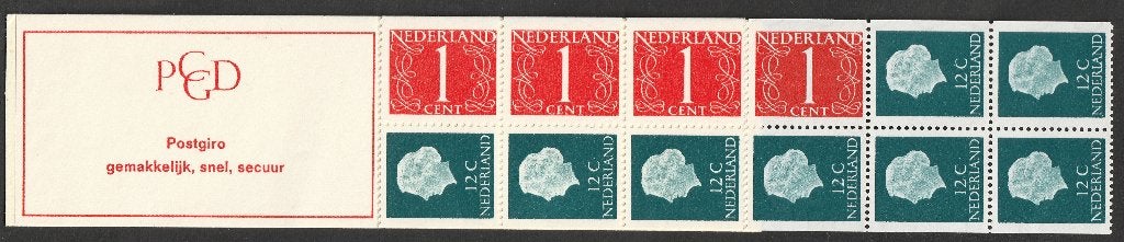 Postzegelboekje PB8a binnenkant kaft gespikkeld, Ophalen of Verzenden, Postfris