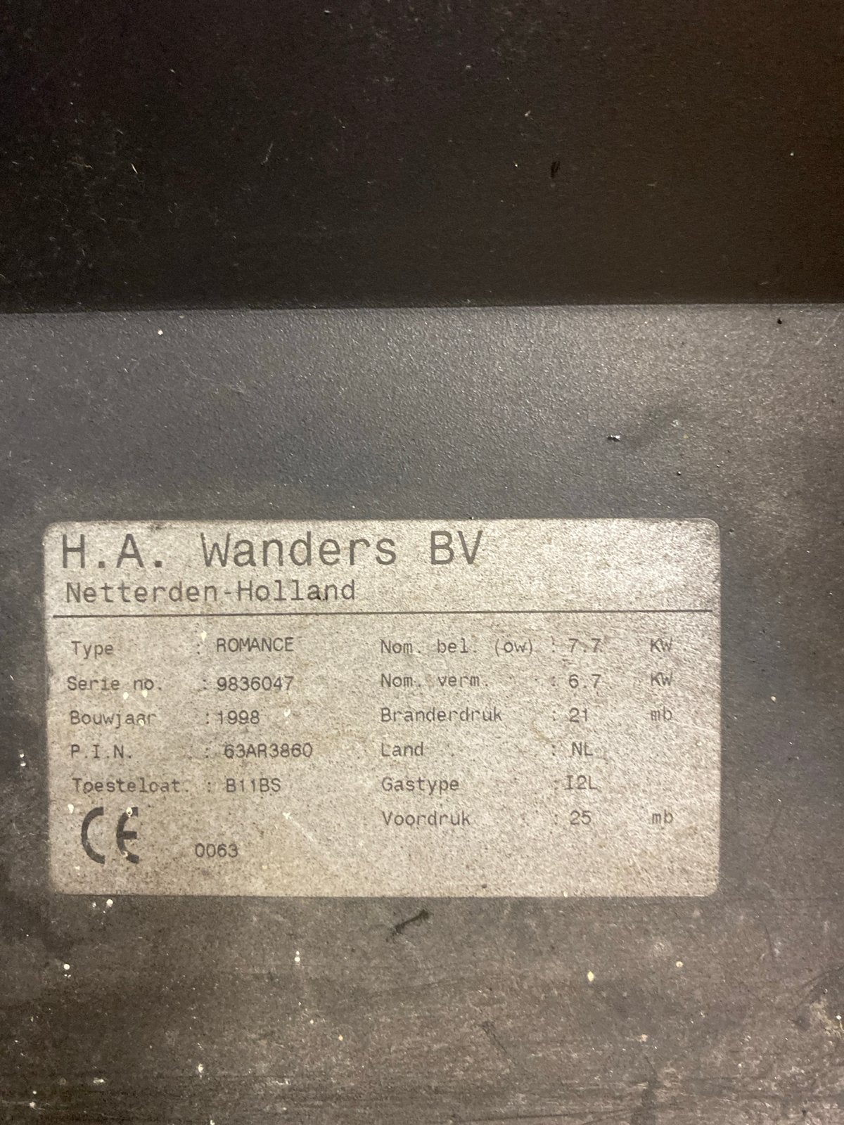 Nette, goedwerkende H.A. Wanders BV gaskachel - Romance, Ophalen of Verzenden, Gebruikt, Vrijstaande haard, Gashaard