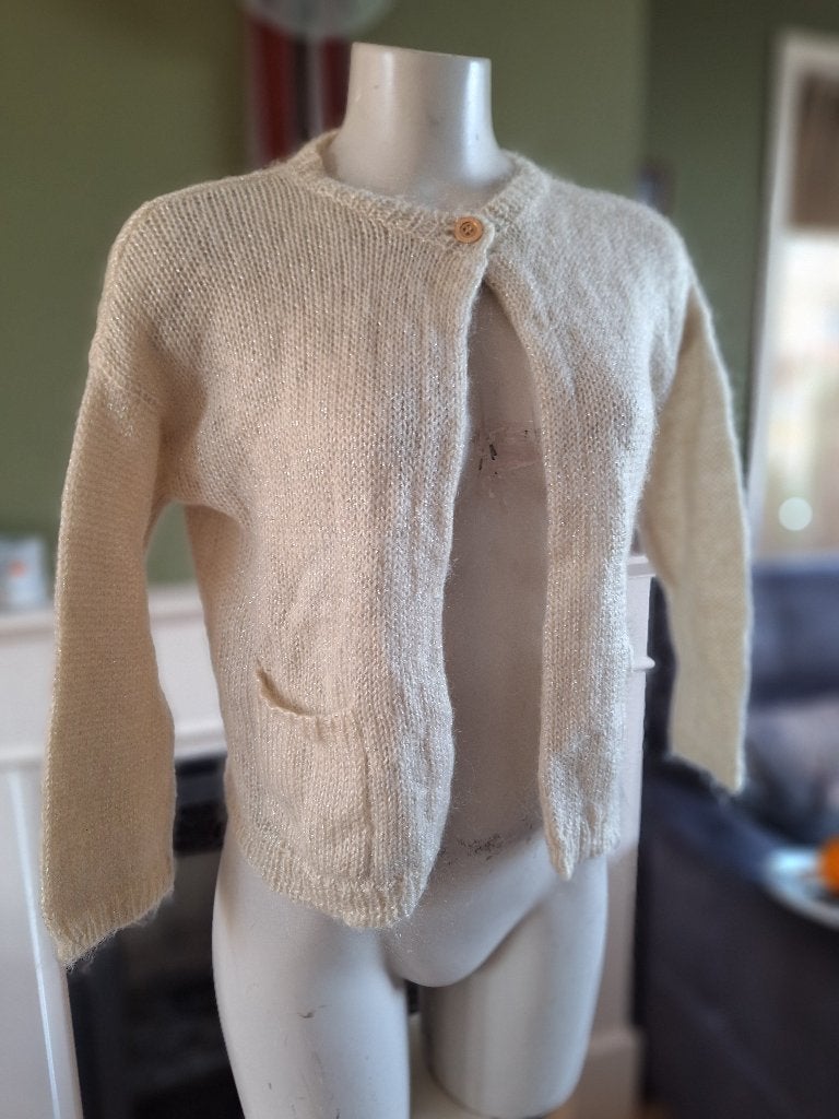 Xandres warm vestje wol mohair S 36 zilverdraad cardigan, Overige kleuren, Verzenden, Maat 42/44 (L), Zo goed als nieuw