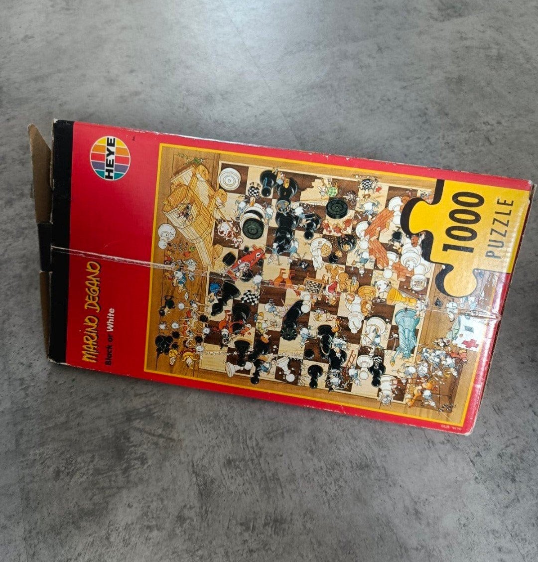 Heye Marino Degano 'Black or White' schaakbord puzzel 1000, Hobby en Vrije tijd, Ophalen of Verzenden, 500 t/m 1500 stukjes, Gebruikt