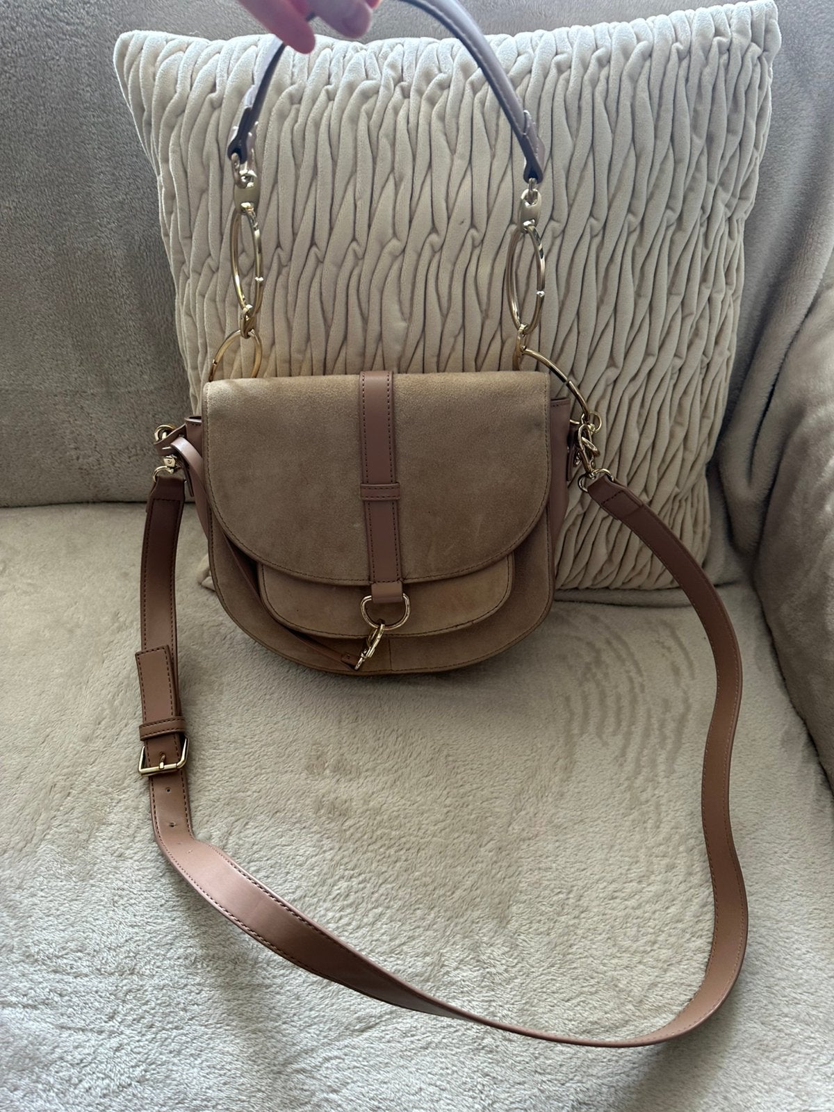 Zara suede damestas gebruikt, Ophalen of Verzenden, Gebruikt