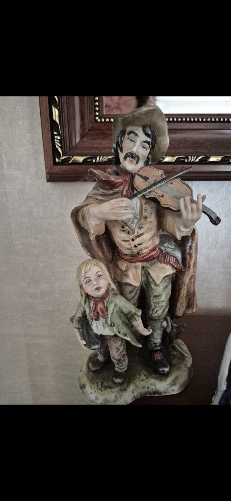 Vintage porseleinen beeld: Violist met kind, Ophalen of Verzenden