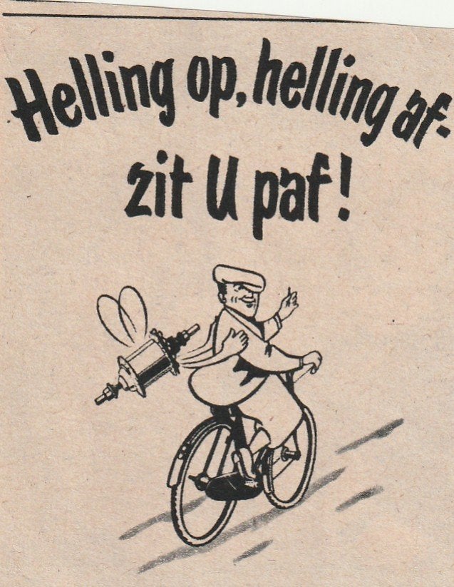 Retro reclame 1953 Sturmey Archer fiets nu met vleugels, Verzamelen, Verzenden, Overige typen