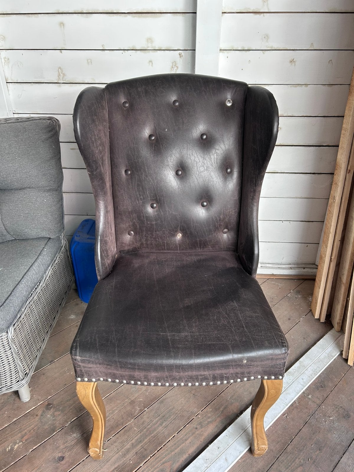 Riviera maison eetkamerstoel, Ophalen, Zo goed als nieuw, Leer, Minder dan 50 cm