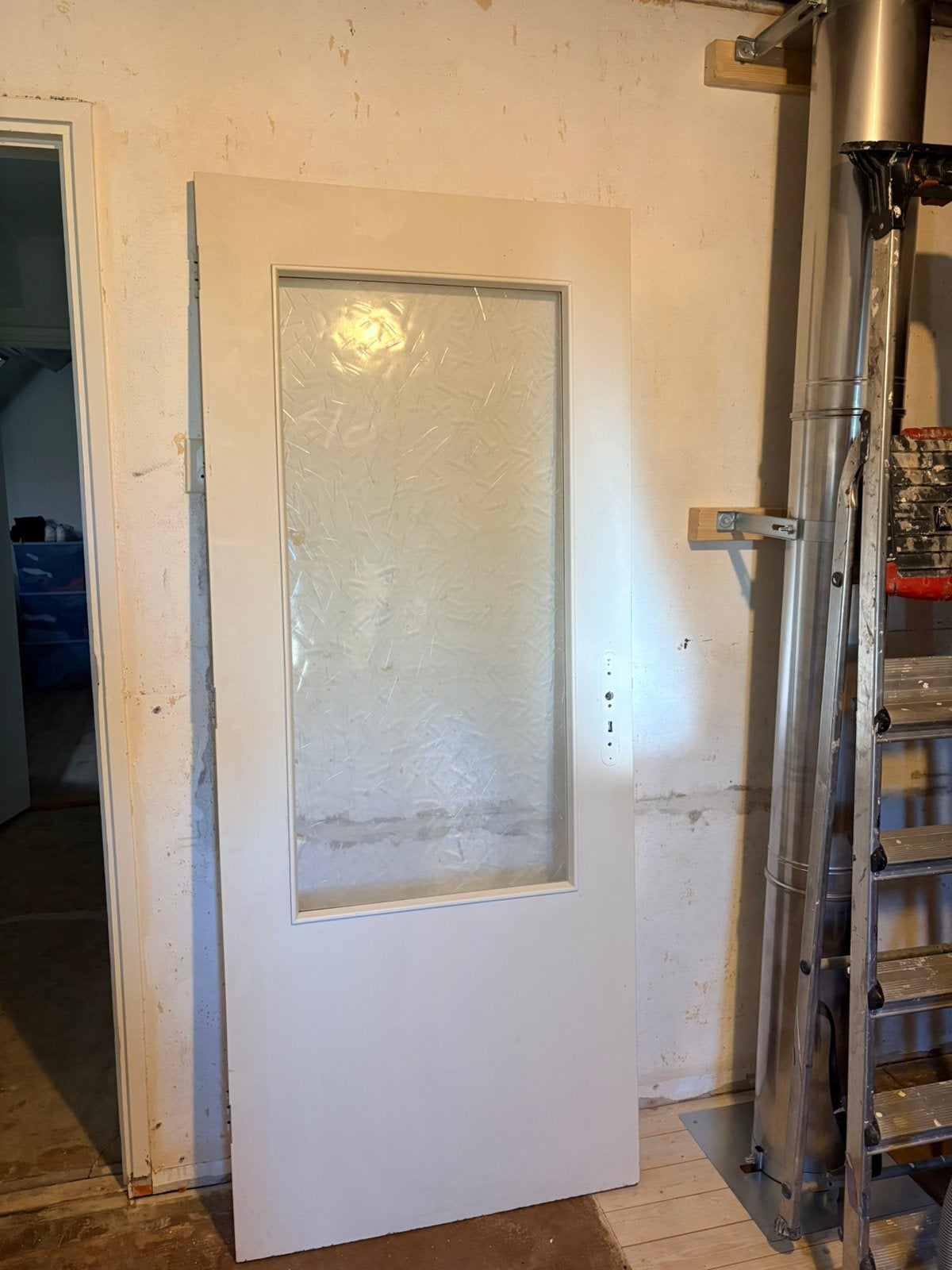Binnendeur met glas 200x82, Ophalen, Gebruikt, 80 tot 100 cm, Binnendeur