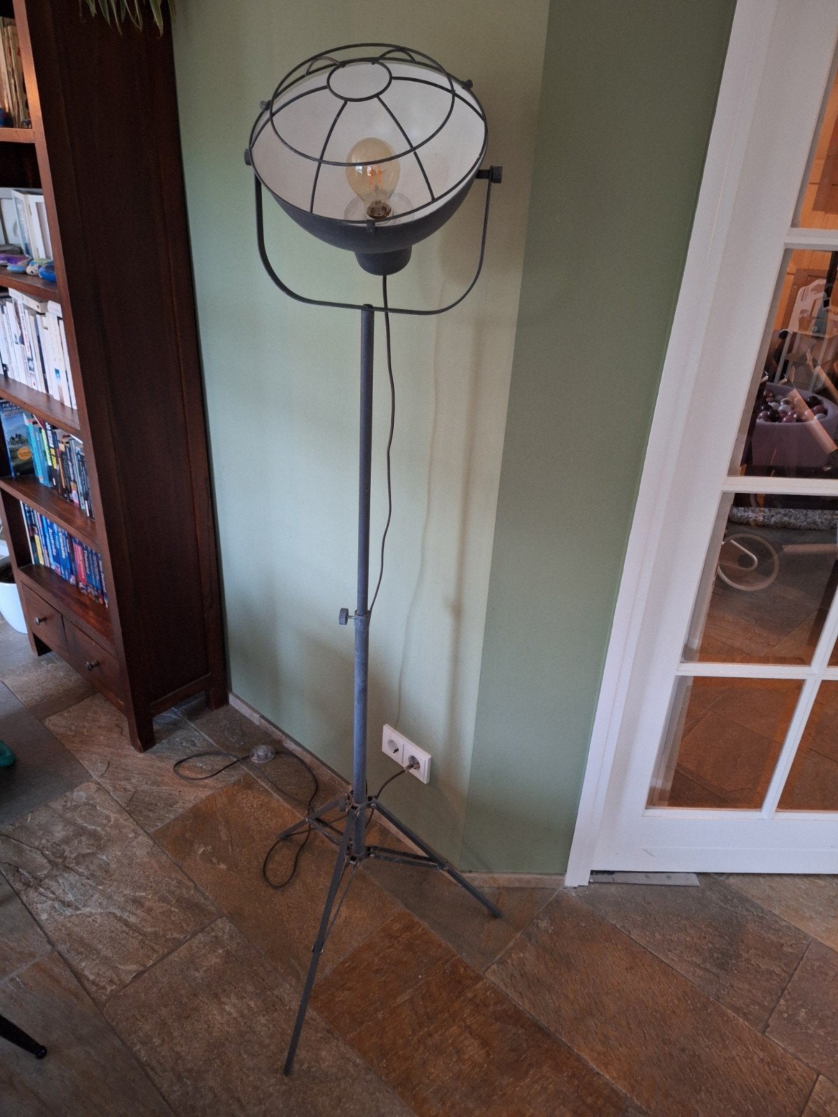 industriële vloerlamp, Huis en Inrichting, Ophalen, Gebruikt, E27 (groot), Metaal