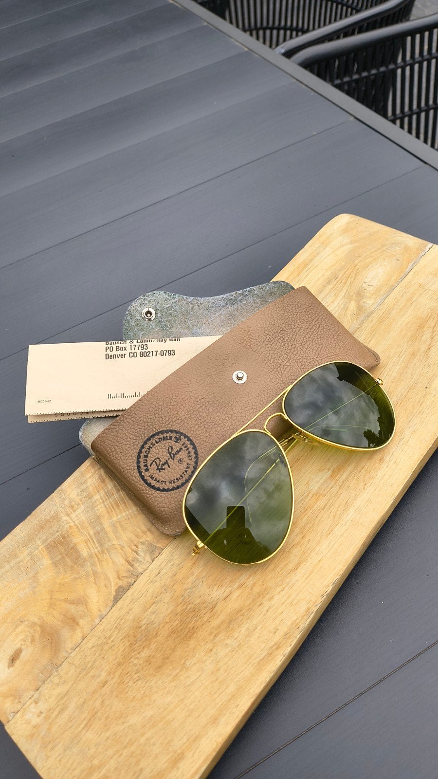 Vintage Ray-Ban B&L Aviator met warranty card (1979-1982), Gebruikt, Zonnebril, Ophalen of Verzenden, Ray-Ban
