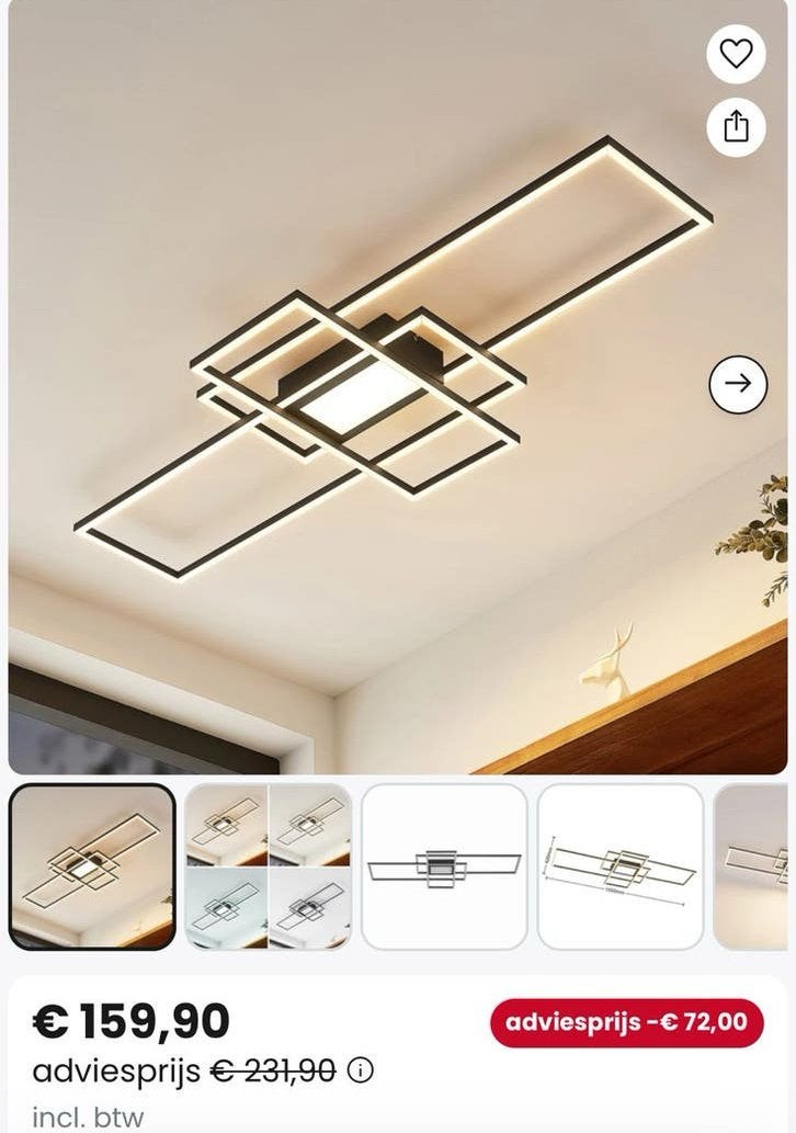 Lindby LED plafondlamp Caitlin, antraciet, metaal, 105cm, Ophalen, Zo goed als nieuw, Metaal