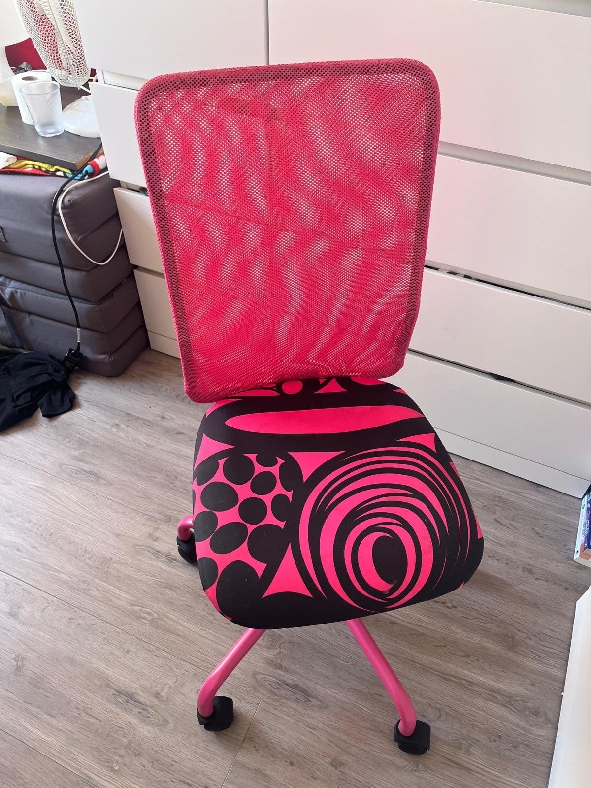 Roze Bureaustoel met Zwart/Roze Patroon, Ophalen, Gebruikt, Roze, Bureaustoel