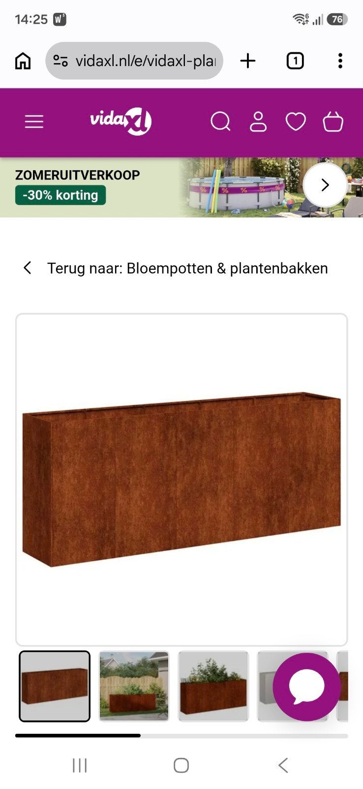 cortistaal plantenbakken. totaal 4 gloednieuw voor 50%, Ophalen, 100 cm of meer, Nieuw, Metaal