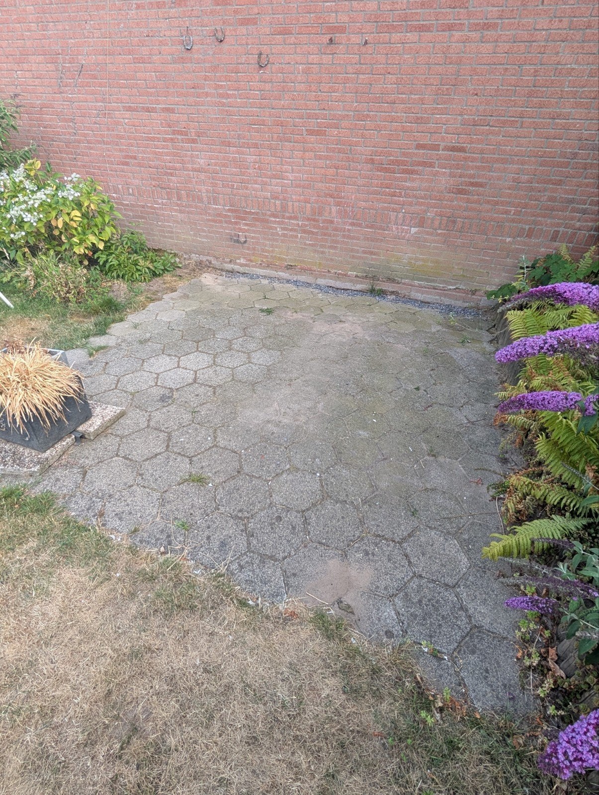 Gratis af te halen: Hexagon betontegels (ca. 180 stuks), Ophalen, Gebruikt, Beton, Terrastegels