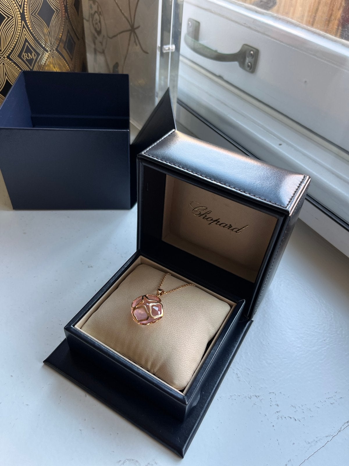Chopard imperial ketting van rose goud met rose quarts, Sieraden, Tassen en Uiterlijk, Kettingen, Ophalen of Verzenden, Zo goed als nieuw