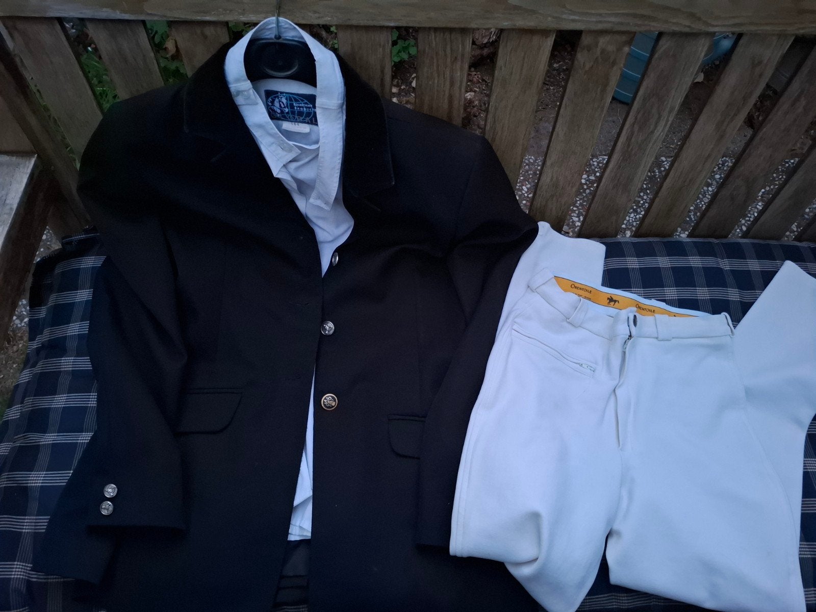 Wedstrijdpakje maat 164 / 176 + Cap + Chaps + zweepje, Ophalen of Verzenden, Dressuur, Bovenkleding