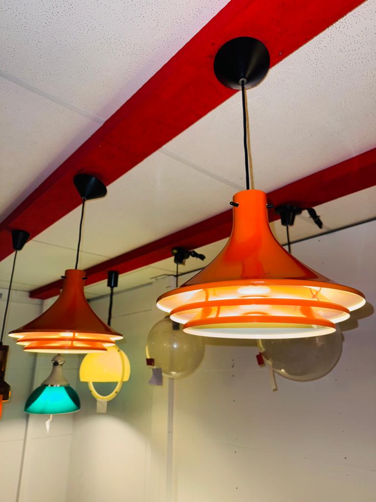 Twee vintage hanglampen Hans Agne Jakobsson voor Svera, Huis en Inrichting, Lampen | Hanglampen, Ophalen of Verzenden, A, A, A