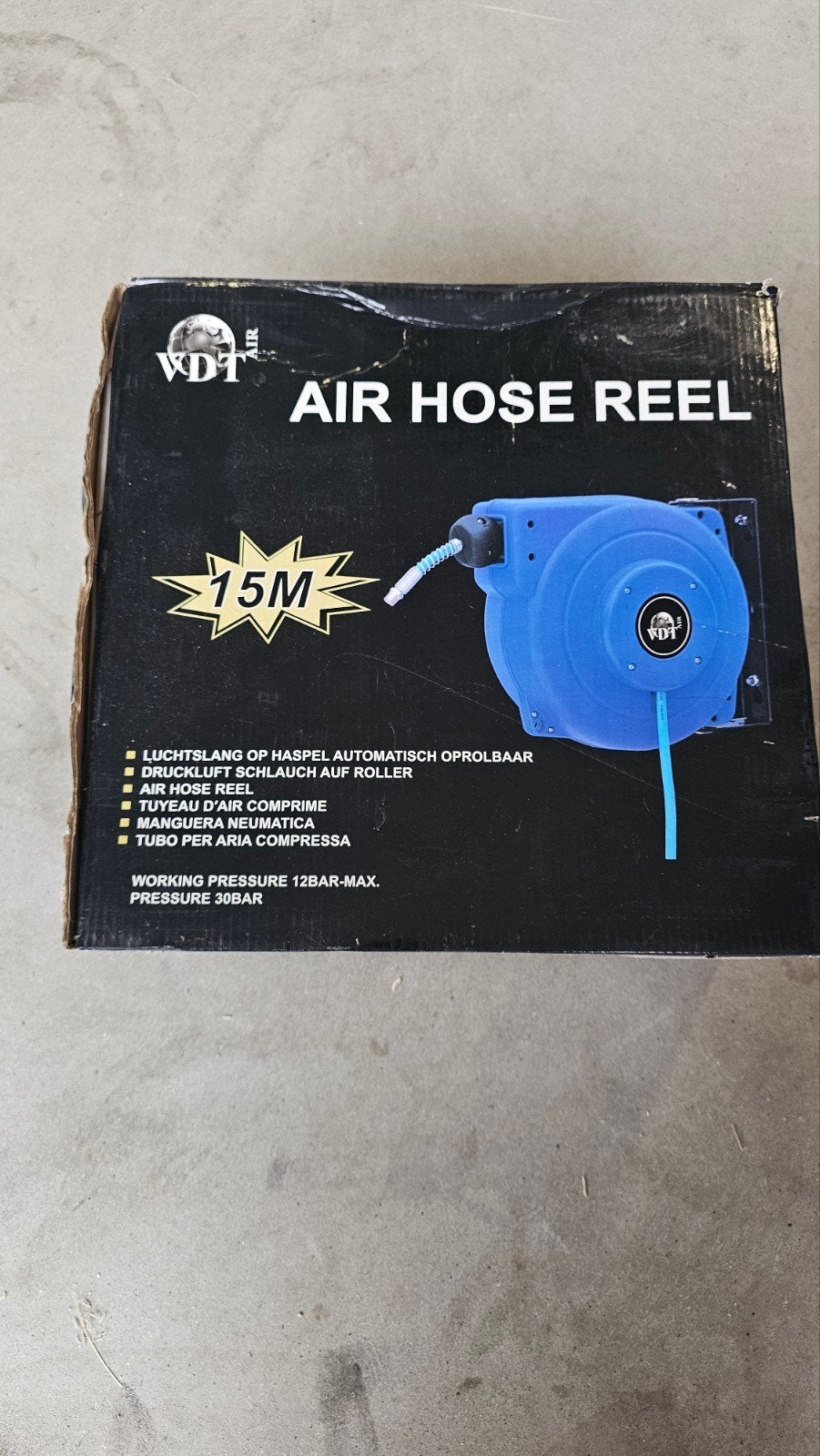 Nieuwe luchtslang op haspel - 15m automatisch oprolbaar, Ophalen of Verzenden, Nieuw