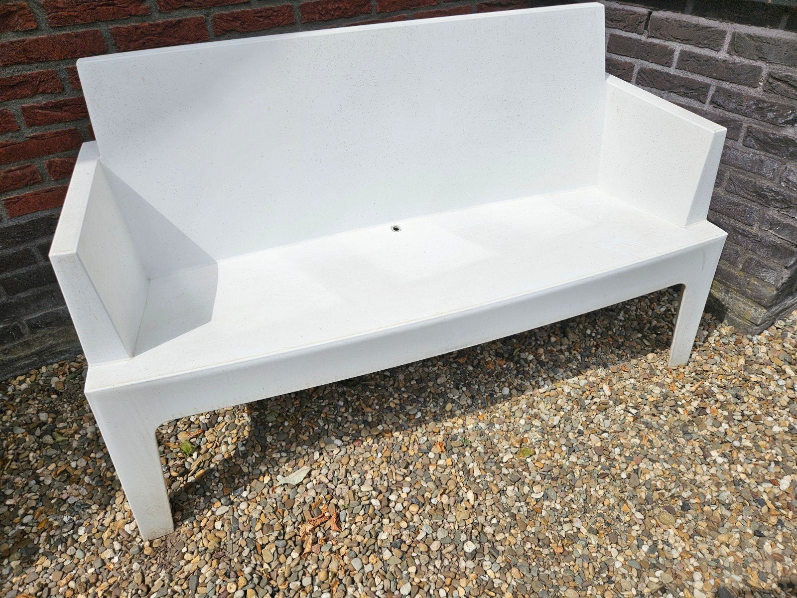 Moderne witte tuinbank Garden Impressions Box, Tuin en Terras, Tuinbanken, Ophalen of Verzenden, Gebruikt, Kunststof