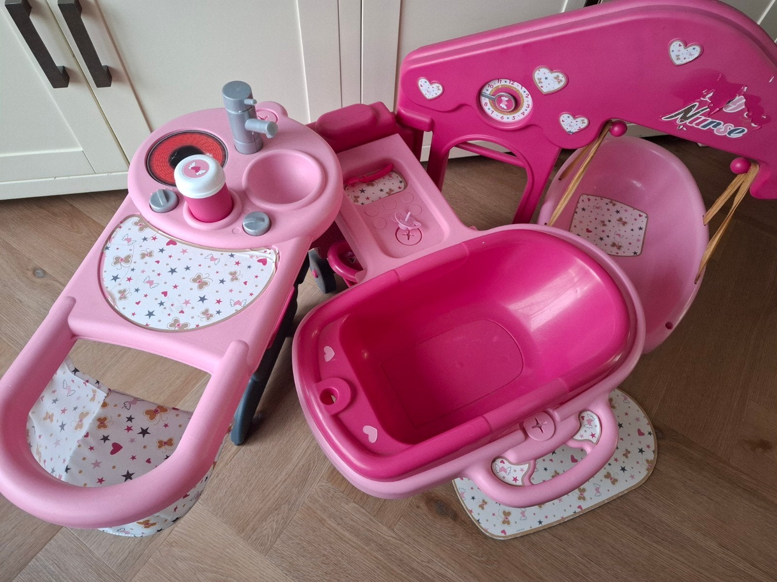 Poppenset 3-in-1 met badje, commode, kinderstoel, Kinderen en Baby's, Ophalen, Gebruikt, Babypop