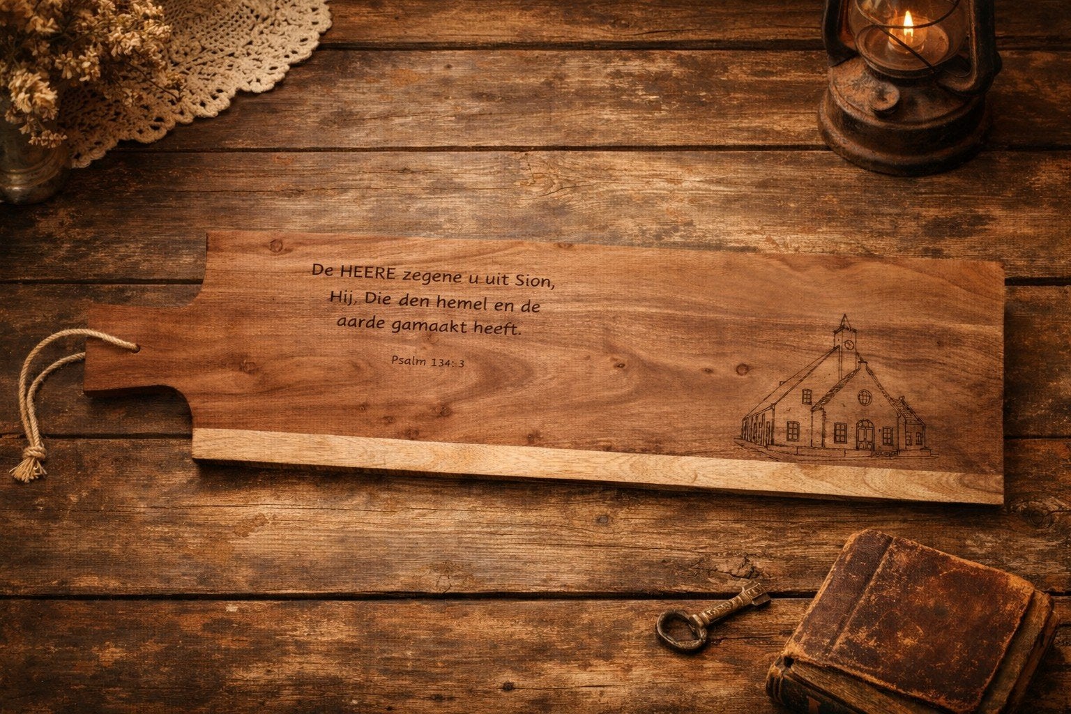 Unieke grote houten serveerplank hout branden, Hout, Nieuw, Ophalen of Verzenden, Landelijk
