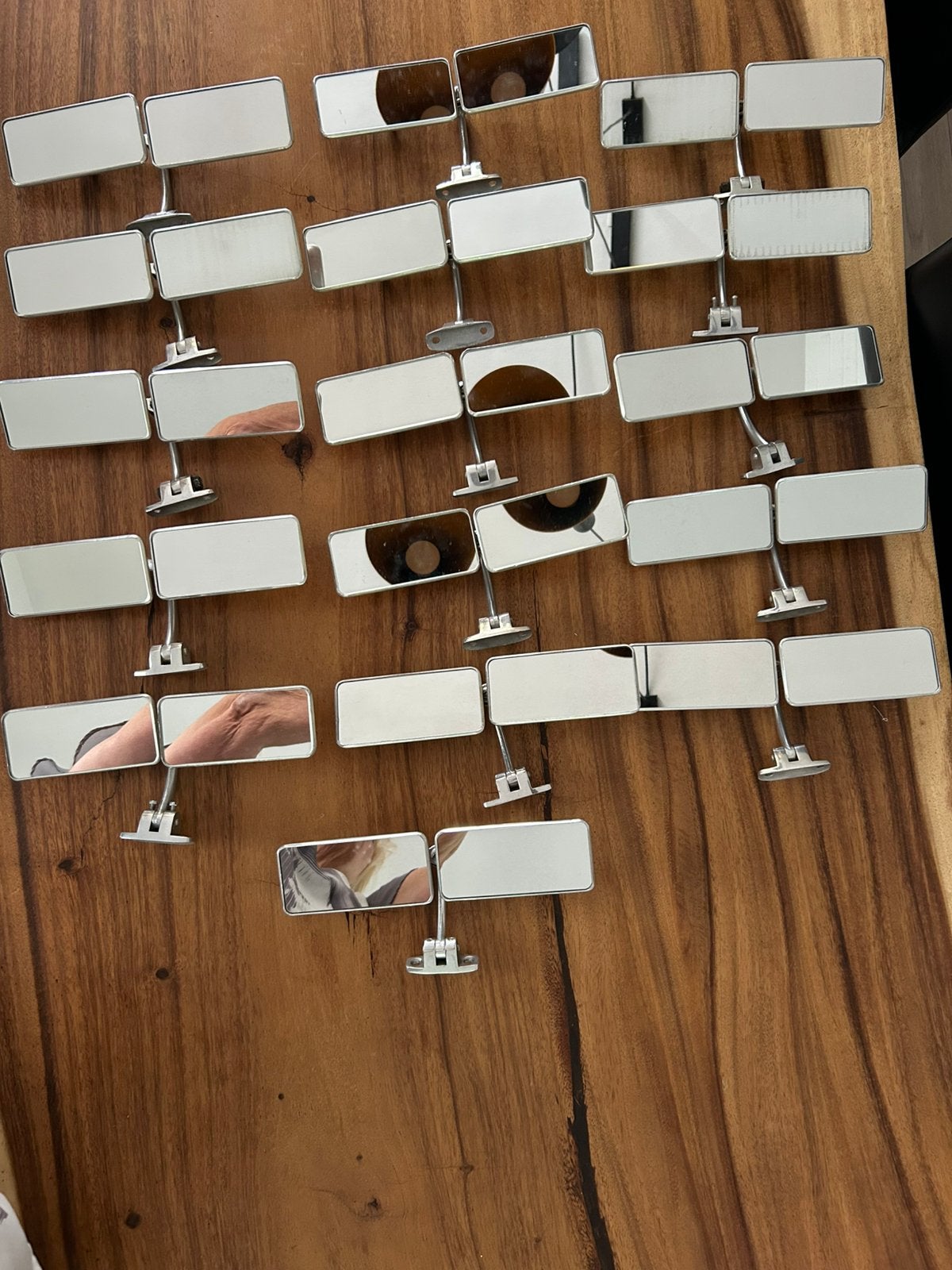 45x Originele oldtimer dubbele binnenspiegels chroom, Ophalen of Verzenden, Gebruikt, Oldtimer onderdelen