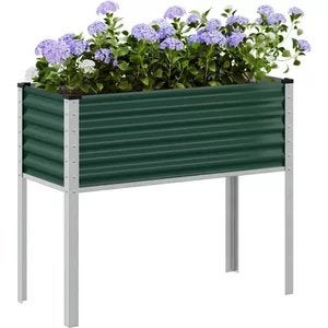 Verhoogde plantenbak / moestuinbak - groen metaal, Ophalen, 100 cm of meer, Balkon, Zo goed als nieuw