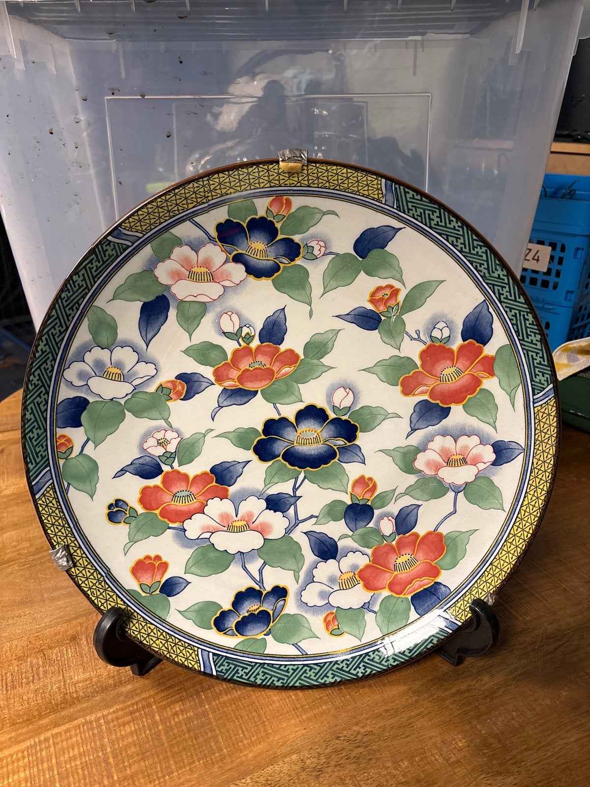 Decoratieve Japanse wandbord met bloemmotief, Ophalen