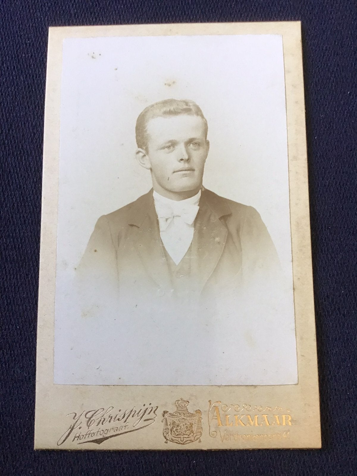 CDV, Man, J. CHRISPIJN, ALKMAAR, Carte de Visite, Ophalen of Verzenden, Voor 1940, Gebruikt, Foto